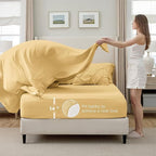 Bedsure Full Comforter Set Yellow - Bed in a Bag Full Size 7 Pieces, GentleSoft™ Pintuck Bed Set Gift for Family, Pinch Pleat Yellow Comforter with Sheets, Pillowcases & Shams