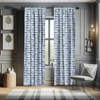 Ambesonne Harbour Stripe Window Curtains, Watercolor Style Paintbrush Stripes Sea Marine Life Lines Image, Lightweight Decor 2-Panel Set with Rod Pocket, Pair of - 28" x 84", Blue Night