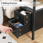 HOOBRO End Table with Charging Station, Narrow Side Table with 2 Drawer & USB Port & Power Outlets, Nightstand for Small Spaces, Stable and Sturdy, for Living Room, Bedroom, Black BK541BZ01