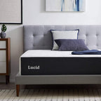 Lucid 14 Inch Memory Foam Mattress - Medium Plush Feel - Infused with Refreshing Bamboo Charcoal and Cooling Gel - Bed in a Box - Temperature Regulating - Pressure Relief - Breathable - Queen Size