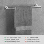 Bathroom Hardware Towel Bar Set -Brushed Nickel Bathroom Accessories Set - Including 16" Hand Towel Bars - Toilet Paper Holders - Towel Rings - Robe Towel Hooks.