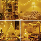 66Ft 200LED Warm White Christmas Lights Plug in,8 Modes Connectable String Light Classroom Lights Indoor Outdoor for Halloween Christmas Tree Bedroom Garden Decor (Clear Wire)