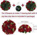 BLOSMON Wedding Flowers Decorations for Table: 6 Pcs Burgundy & Dusty Rose & Creamy White Fake Rose Flowers Balls Centerpieces- Artificial Silk Kissing Floral Arrangements Home Party DIY Decoration