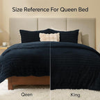 BEDELITE Fleece Queen Comforter Set -Super Soft & Warm Fluffy Navy Faux Fur Bedding, Luxury Fuzzy Heavy Bed Set for Winter with 2 Pillow Cases