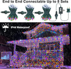 Brizled Christmas Lights, 33ft 100 LED Color Changing Christmas Tree Lights Connectable with Remote, 12 Modes Cool White & Colored Xmas Lighting, Clear Mini Xmas Lighting for Indoor Outdoor Home Decor