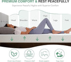 Queen Mattress in a Box, 12 inch Mattresses for Platform Bed Double Size Daybed, Green Tea Memory Foam Mattress for Cool Sleep & Pressure Relief, Medium Firm