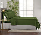 Queen Sheets by Pure Bamboo, Genuine 100% Organic Viscose Derived from Bamboo Bed Sheet Set, Luxuriously Soft & Cooling, Double Stitching, Lifetime Quality Promise (Queen, Pesto)