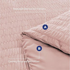 HYMOKEGE Rose Gold Queen Comforter Set Seersucker 7 Pieces, All Season Luxury Bed in a Bag for Bedroom, Bedding Set with Comforters, Sheets, Pillowcases & Shams