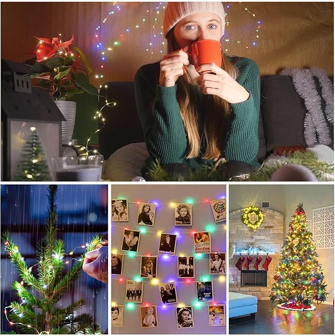 36 Pack Fairy Lights Battery Operated, 3 Speed Modes, Extra 40 Batteries for Replacement, 7Ft 20 LED String Lights, Waterproof Copper Wire, Twinkle Firefly Lights for Christmas Decorations,Colorful