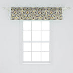 Ambesonne Turkish Pattern Window Valance Pack of 2, Flowers in and Traditional Style, Rod Pocket Curtain Valances for Kitchen Bedroom, 42" X 12", Earth Yellow Slate Blue
