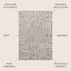 JONATHAN Y Graphic Lines High-Low Indoor Area Rug 8X10 Beige/Cream, Alcina Modern Scandinavian for Living Room, Bedroom, Kitchen, Easy-Cleaning, High Traffic, Pet-Friendly, Non-Shedding SND102A-8