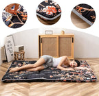 MAXYOYO Black Floral Japanese Futon Floor Mattress, Bed Mattress Topper Portable Thick Sleeping Pad Floor Bed Roll Up Camping Mattress Folding Couch Bed Mattress Pad for Guest Room, Queen