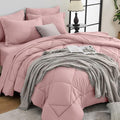 HEVUMYI Rose Gold Twin-XL Comforter Set - 5-Piece All Season Bed in a Bag Twin-XL, Ultra Soft Bedding Set with Comforter, Flat Sheet, Fitted Sheet, Pillowcases, Pillow Shams