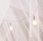Mengersi Bed Canopy with Lights for Full Queen King Size Bed,4 Corner Post Bed Drapes Canopy for Bed,Canopy Bed Curtains Elegant Bedroom Decoration Accessories(White+Lights)
