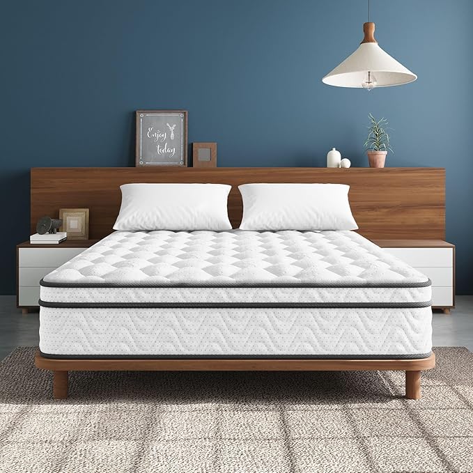 Vesgantti Full Size Mattress 12 Inch, Fiberglass-Free | Cool Sleep Hybrid Double Mattress in a Box - Memory Foam & Pocket Springs, Ergonomic Design, Pressure Relief, Medium Firm Feel, 54"×75"×12"