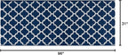Custom Size Cut to Length Moroccan Trellis Design Runner Rug Mat For Wide Long Hallways with Non-Slip Rubber Backing, Better Traction for Pets, Prevent Slippage, Trellis Navy Blue, 31 inch X 8 feet