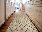 Custom Size Modern Runner Rug Carpet for Hallway Entryway Foyer Kitchen, Slip Resistant Latex Rubber Backed 31 inch Wide X Customized Length, Trellis Beige, 31 inch X 27 feet