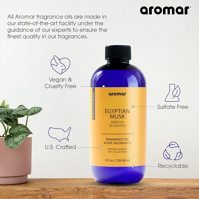 AROMAR Premium Fragrance Oil - Essential Oil for Diffusers & Home Aromatherapy - Egyptian Musk - 8oz