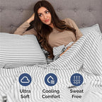 Queen Size 4 Piece Sheet Set - Comfy Breathable & Cooling Bed Sheets Set - Hotel Luxury Bedding for Women, Men, Kids, Teens, Boys & Girls - Deep Pockets, Soft, Wrinkle Free - Oeko-Tex - Grey Stripes 2
