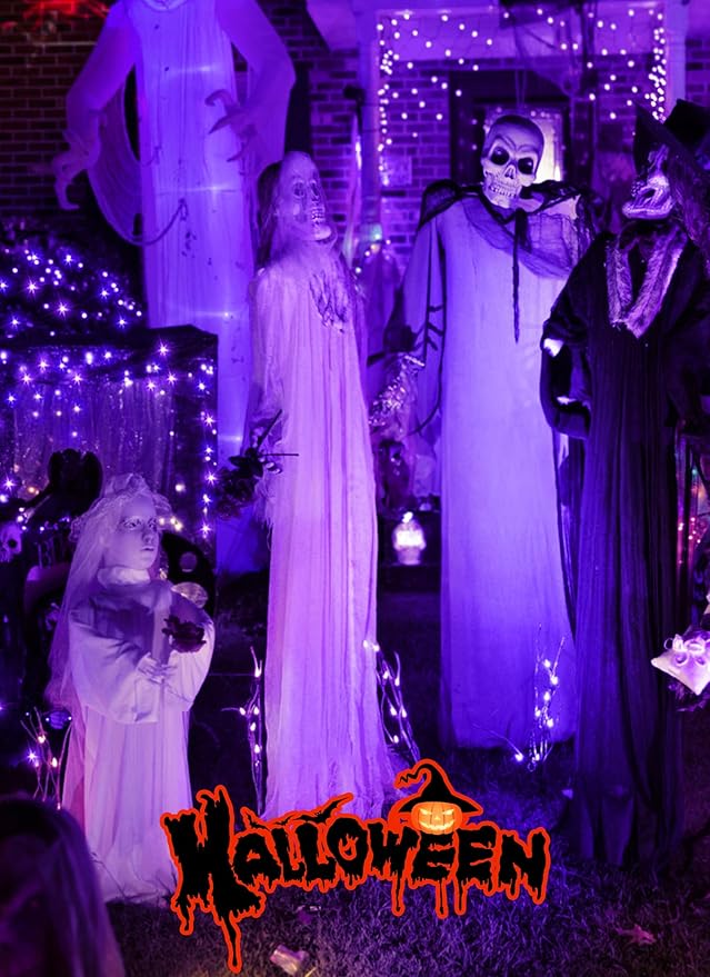 5 Pack Fairy Lights Battery Operated, 7 Feet 20 Led String Lights with Timer, Waterproof Firefly Lights for Party Haunted House Indoor Outdoor Halloween Decorations, 6 Hours on/18 Hours Off, Purple