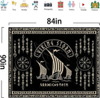 OSUNBD Viking Warship Tapestry Wall Hanging - Large 84x90 inches Storm & Celtic Runes on Soft Flannel Aesthetic Mythology Tapestries Norse Mythology Art for Bedroom, Living Room Decor
