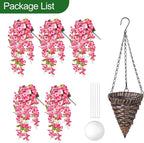 Artificial Fake Hanging Hibiscus Flowers Plants Baskets for Outdoor Decoration, Faux Silk Hibiscus Long Vines in Planter UV Resistant Realistic Flowers for Outside Porch Patio Home Decor, Pink