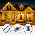 C9 Christmas Lights Outdoor 50FT Warm White Clear Haning Vintage C9 String Lights for Christmas Tree Indoor Room Outdoor Roof Patio Party Xmas Home Decoration, 50 +2 Bulbs, E17 Base, Green Wire