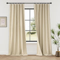 KangBang 72 Inch Wide Blackout Curtains 96 Inches Long, Faux Linen Sliding Door Curtains for Large Windows Modern Farmhouse Thermal Drapes for Living Room 2 Panels, Natural Beige