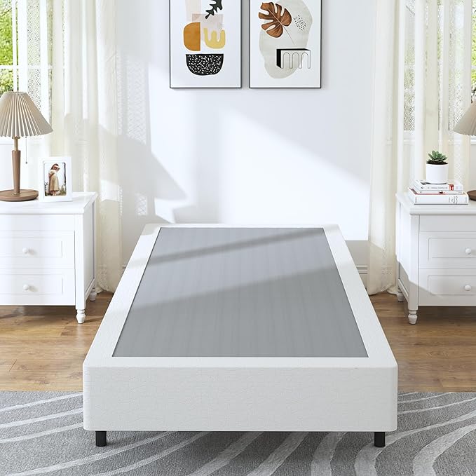 Twin Box Spring - 7 Inch High Profile Box Spring for Twin Bed, Sturdy Metal Frame Mattress Foundation, Easy Assembly, Quiet & Noise-Free