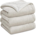 Bedsure GentleSoft Sherpa Fleece Blankets King Size for Bed - Thick and Warm Throw for Women and Men, Soft Fuzzy Plush King Blanket for Winter, Linen, 108x90 Inches