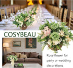 Artificial Rose Flowers 25pcs, Matcha Green Foam Fake Rose Faux Flower for Wedding Bouquets Bridal Shower Centerpieces Floral Arrangements Home Decorations Party Backdrops Table