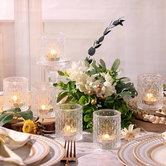 36pcs Clear Votive Candle Holders, Glass Candle Holders for Wedding Table Decorations, Tea Light Candle Holder, Candle Votives for Baby Shower Christmas Party Table Decor, Home Decor