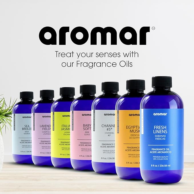 AROMAR Premium Fragrance Oil, Long-Lasting, Reinvigorating Uplifting Aroma for Aromatherapy, & Household Uses. Assorted Scents 8oz
