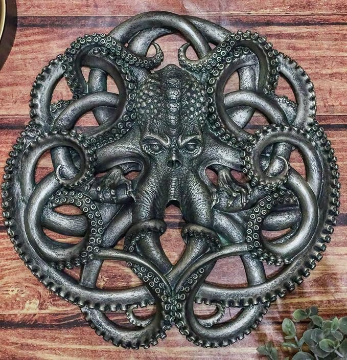 Ebros Gift Norse Viking Scandinavian Colossal Sea Monster Kraken Octopus Decorative Wall Plaque 12" Tall Hanging Decor Figurine Cephalopod Tentacles Aquatic God Myth And Legends