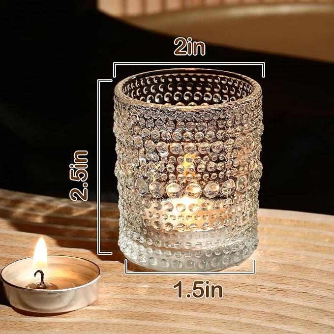 36 Packs Votive Candle Holders, Glass Candle Holders Bulk Tealight Candle Holder for Table Clear Tea Light Candle Holder for Wedding Christmas Party
