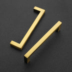 Ravinte 10 Pack Solid Kitchen Cabinet Handles Gold Slim Cabinet Pulls Drawer Pulls with 4 Inch Hole Center Square Bar Kitchen Cabinet Hardware Brushed Brass Cabinet pulls