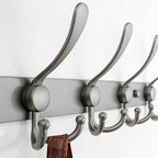 Dseap Coat Rack Wall Mount - 29.5” Long 8-Tri-Hooks Heavy Duty Coat Hanger Rail Wall Hooks for Hanging Coats Hats Clothing Clothes Purse Mudroom Entryway, Gray, Pack of 2