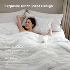 Bedsure Queen Comforter Set White - Bed in a Bag Queen Size Bedding 7 Pieces, GentleSoft™ Pintuck Bed Set Gift for Family, Pinch Pleat All Season Comforter with Sheets, Pillowcases & Shams