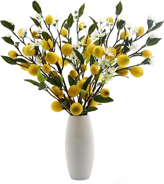 5pcs Artificial Lemon.24 Inch Lifelike artificial plants indoor.lemon tree artificial.artificial fruits for decoration.outdoor artificial plants.Used For Homes.Offices, Festivals.Flowers.And Vases