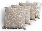 Ambesonne Vintage Throw Pillow Cushion Case Pack of 4, Monochrome Design Grid Trellis Quatrefoil Mesh and Dahlia Flowers Modern Print, Modern Accent Double-Sided Digital Printing, 20", Tan and White