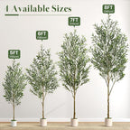 Alupssuc 6FT Artificial Olive Trees, Faux Silk Plant with Lively Artificial Trunk and Lifelike Fruits, Indoor Fake Potted Tree with White Planter for Modern Home Office Living Room Decor