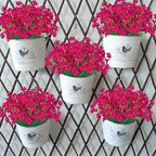 Lnoicy 24 Pcs Artificial Flowers for Outdoor,Plastic Flowers Decoration, UV Resistant Faux Flowers Shrubs, Artificial Plants for Indoor Outside Garden Home Wedding Farmhouse(Rose Red)