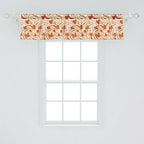 Ambesonne Fall Window Valance, Autumnal Theme with Swirly Intricate Shapes and Flying Leaves Print, Curtain Valance for Kitchen Bedroom Decor with Rod Pocket, 54" X 12", Ginger Marigold and Beige
