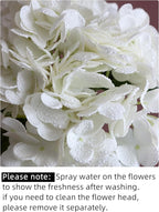 4pcs 21" Faux White Hydrangeas Artificial Flowers, Real Touch Silk Hydrangea Flowers with Stems for Bridal Wedding Bouquet Party Home Decor