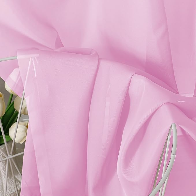 Aiyufeng Light Pink Sheer Curtains 84 Inches Long 2 Panels Set, Semi Transparent Voile Rod Pocket Sheer Window Drapes for Bedroom Bed Canopy Living Room Dining Wedding Party Backdrop, 40W x 84L inch