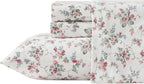 Laura Ashley - Flannel Sheets King Size, Anti-Pilling & Wrinkle Resistant Cotton, Touchably Soft for All-Season Comfort - Bed Sheets with Matching Pillowcases & Fitted Sheet (Le Fleur Pink)
