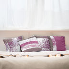 Ambesonne Grunge Throw Pillow Cushion Case Pack of 4, Abstract Design Simplistic Minimal Stripes Brushstrokes Contemporary, Modern Accent Double-Sided Digital Printing, 18", Grey Pink and Dark Mauve