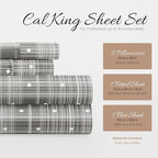 Linen Market Double-Brushed Patterned Microfiber California King Sheet Set 4 Piece – Oeko-TEX Certified Ultra Soft & Wrinkle-Free - 16" Deep Pocket Sheets Easy Care Cal-King Size - Polka Dot Gray