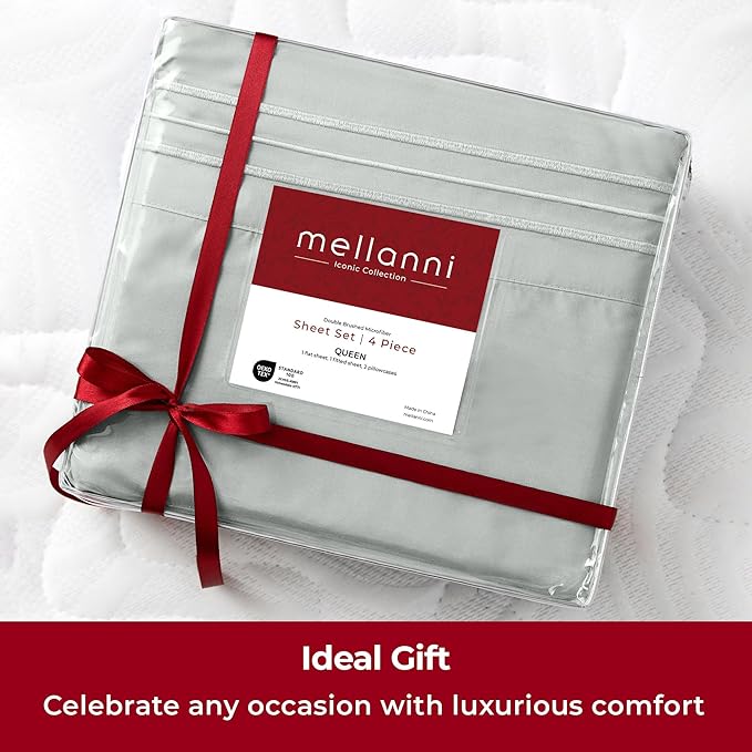 Mellanni Extra Deep Twin XL Sheets - 3 PC Iconic Collection Bedding - Hotel Luxury, Ultra Soft, Cooling Bed Sheets - Wrinkle, Fade, Stain Resistant (Twin Extra Long, Spa Mint)