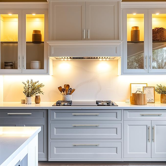 JOY DECOR 30 Pack Cabinet Handles, Brushed Nickel Cabinet Pulls, 2-1/2 in Hole Center Kitchen Cabinet Handles, Stainless Steel T Bar Handles for Dresser Drawers